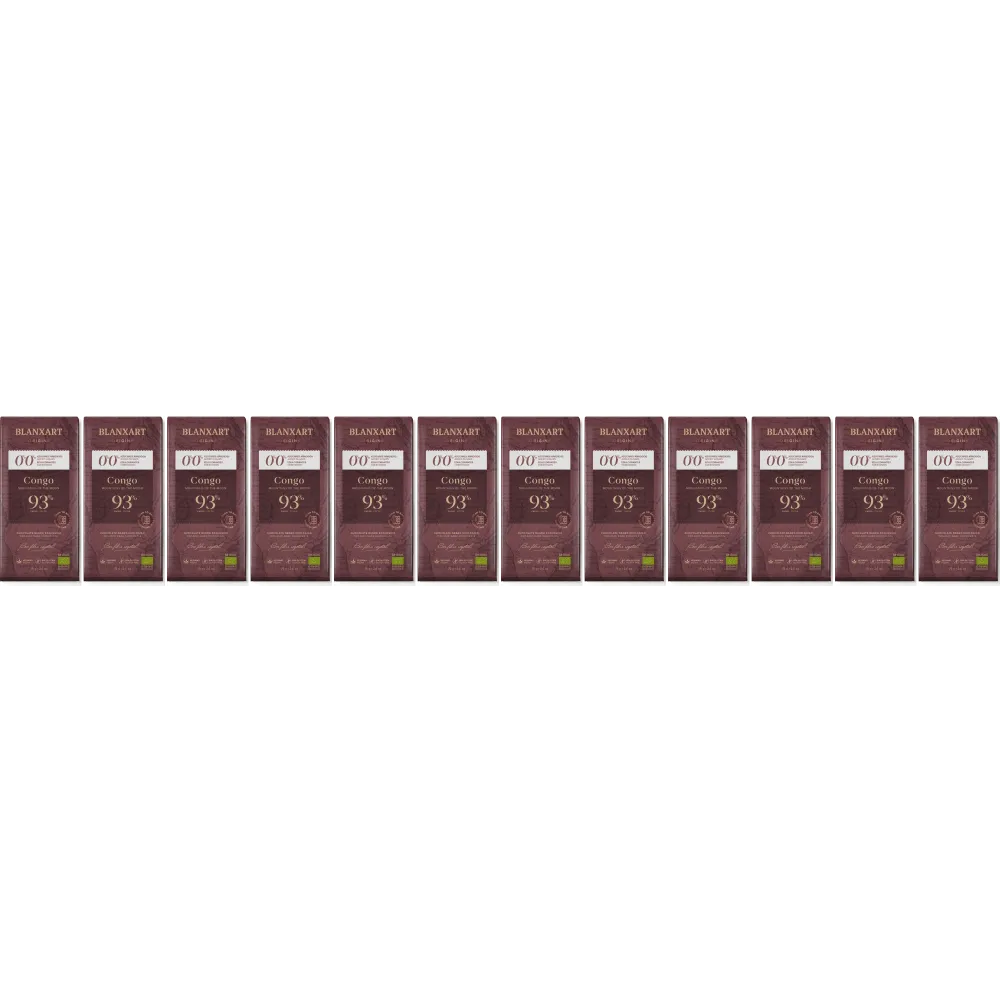 Blanxart - Congo 0.0% toegevoegde suikers - 12 x 93% pure chocolade (Biologisch)