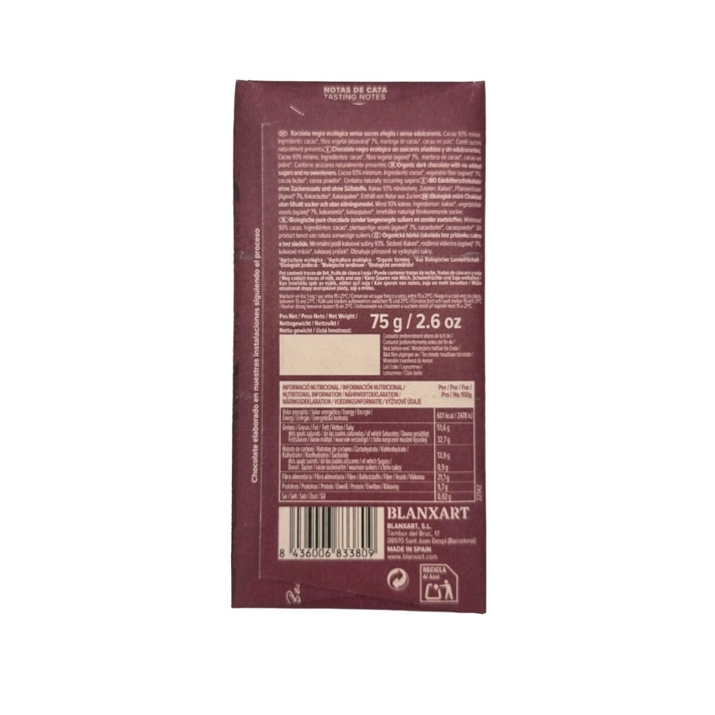 Een vegan en glutenvrije reep donkere chocolade uit Congo waarvan 93% cacao is