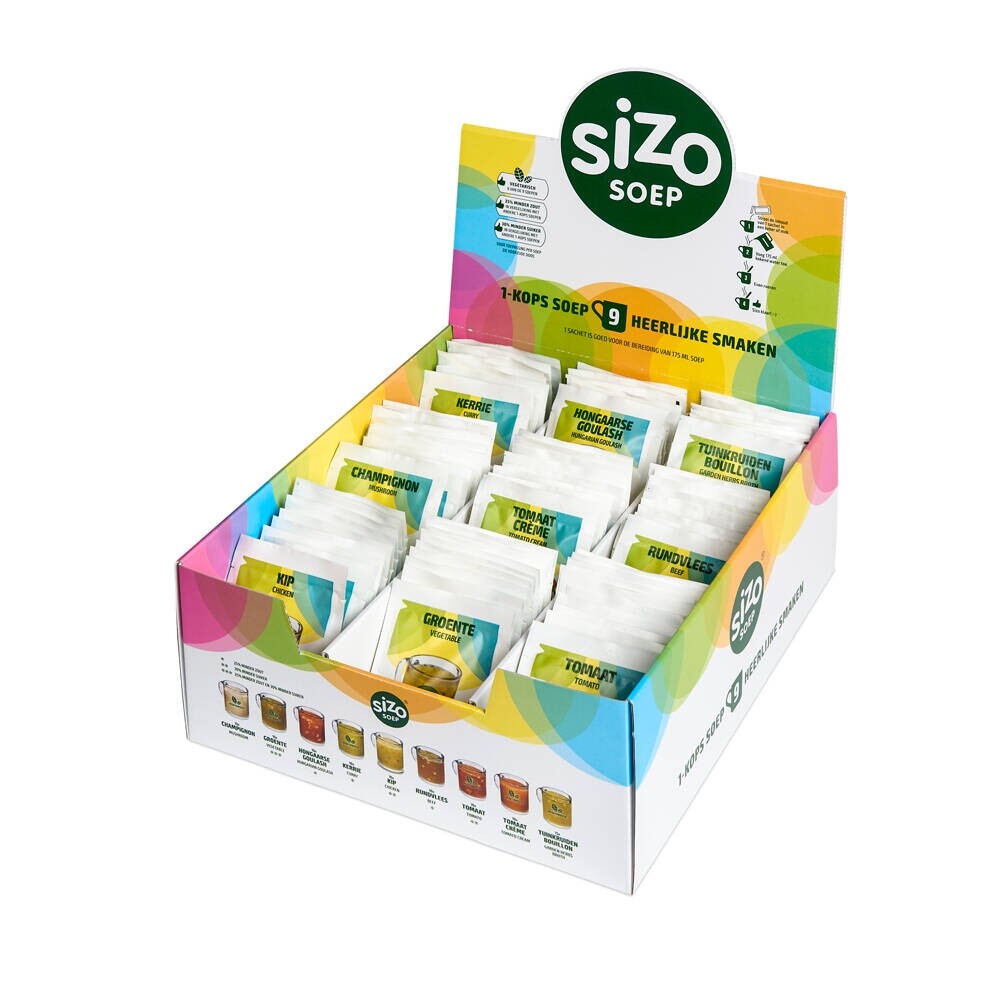 Sizo Soep Display Doos 9 smaken - instant soep - 95 zakjes