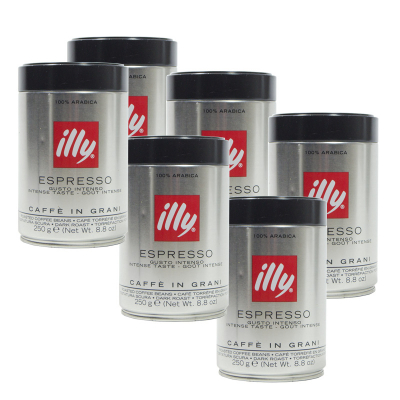 illy - koffiebonen - Voordeeldoos Intenso - Donkere Branding Zwart - 6 x 250 gram