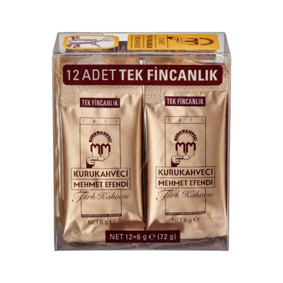 Turkse koffie Kurukahveci Mehmet Efendi 12x6 gram gemalen koffie