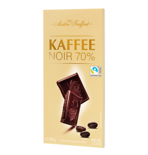 Pure chocolade 70% - met koffie - 100 gram