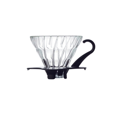 Hario V60 dripper - glazen zwart & maatschepje - maat 01