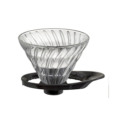 Hario V60 dripper - glas met zwarte houder, nieuw type - maat 02 (VDGR-02-B)