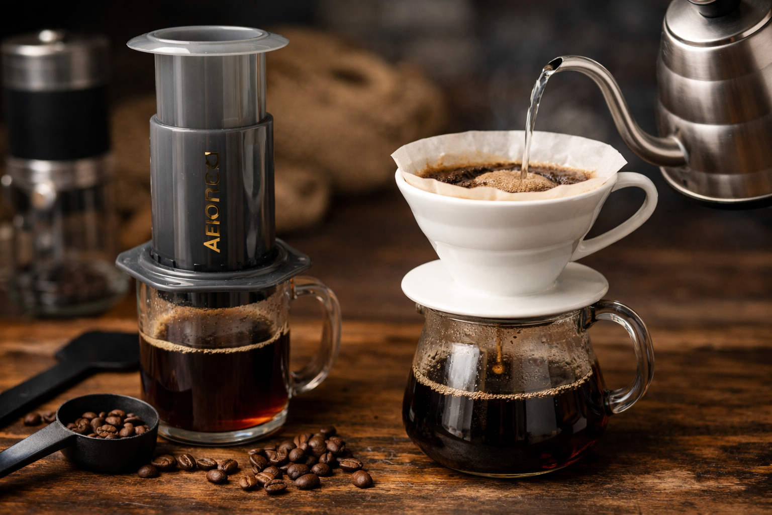 Wat is het verschil tussen aeropress en v60?